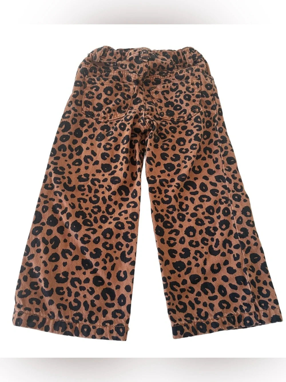 Cat & Jack Leopard Print Wide Leg Pants - Brown and Black denim 4T